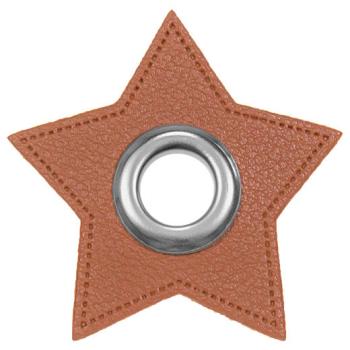 Ösen-Patches Sternform Breite 48 mm ,Höhe 48 mm , Ø 10 mm,  Braun